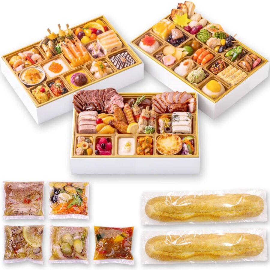 【Amazon.co.jp限定】 ビストロ おせち 「マグノリア プラス」 和洋 3段重 5-6人前 アヒージョ 5種類セット おせち料理 冷凍