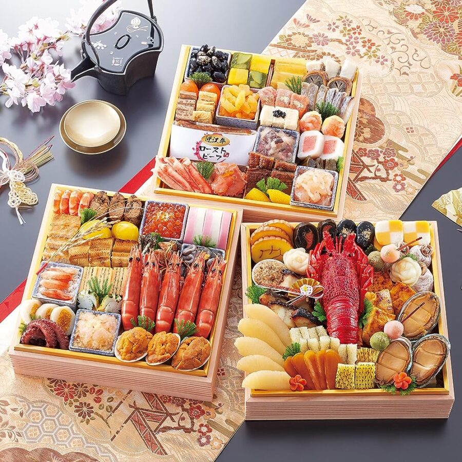 【冷蔵 盛付済 おせち 解凍不要】京都祇園「華舞」監修高級特大重 宝の舞【三段重 約6～7人前】