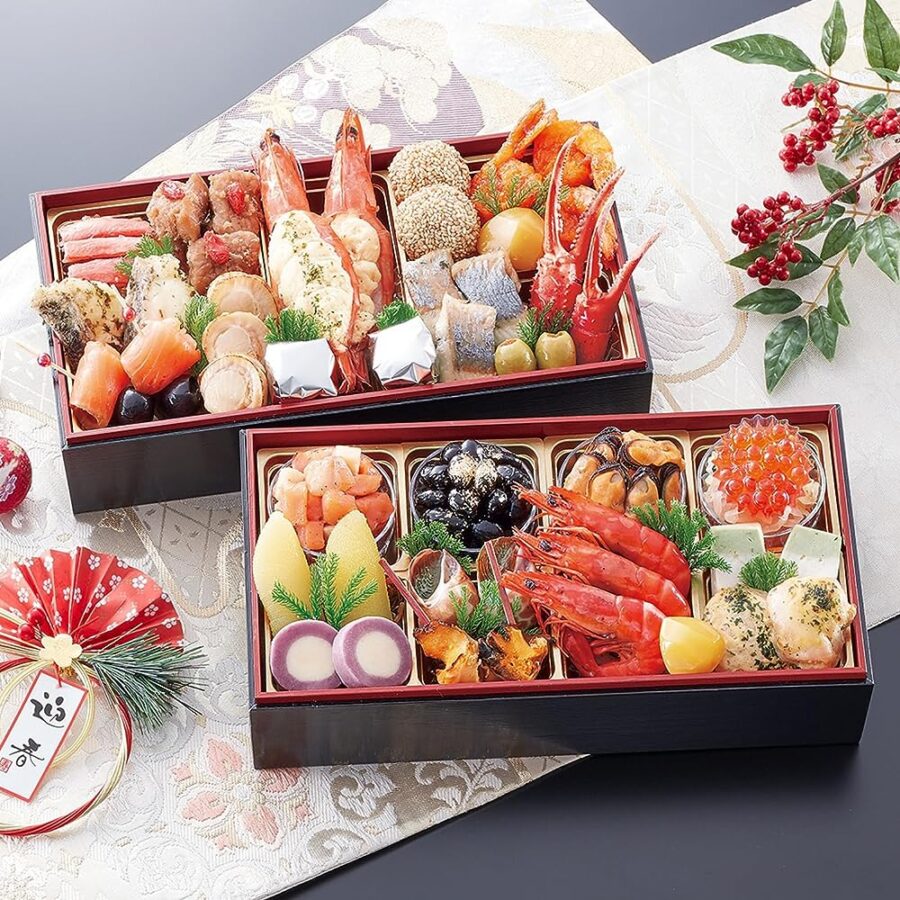 【冷蔵 盛付済 おせち 解凍不要】北海道函館「花びし」監修和洋二段重 絢珠【二段重 約2～3人前】